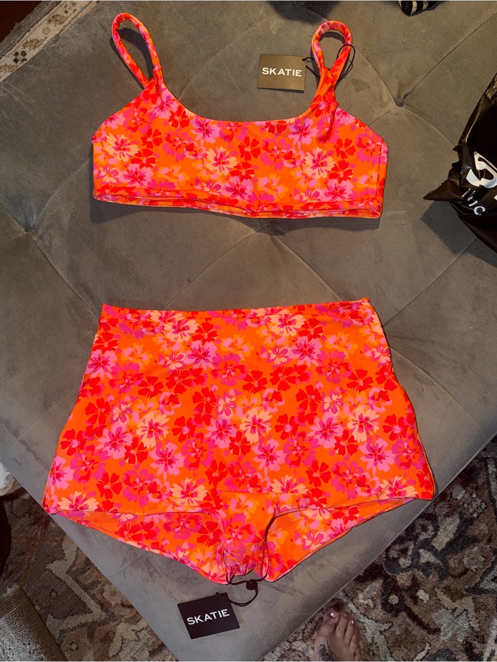 Skatie Floral High-Waist Two-Piece Swim Set - Bardot bottom & Mya top in Sanibel